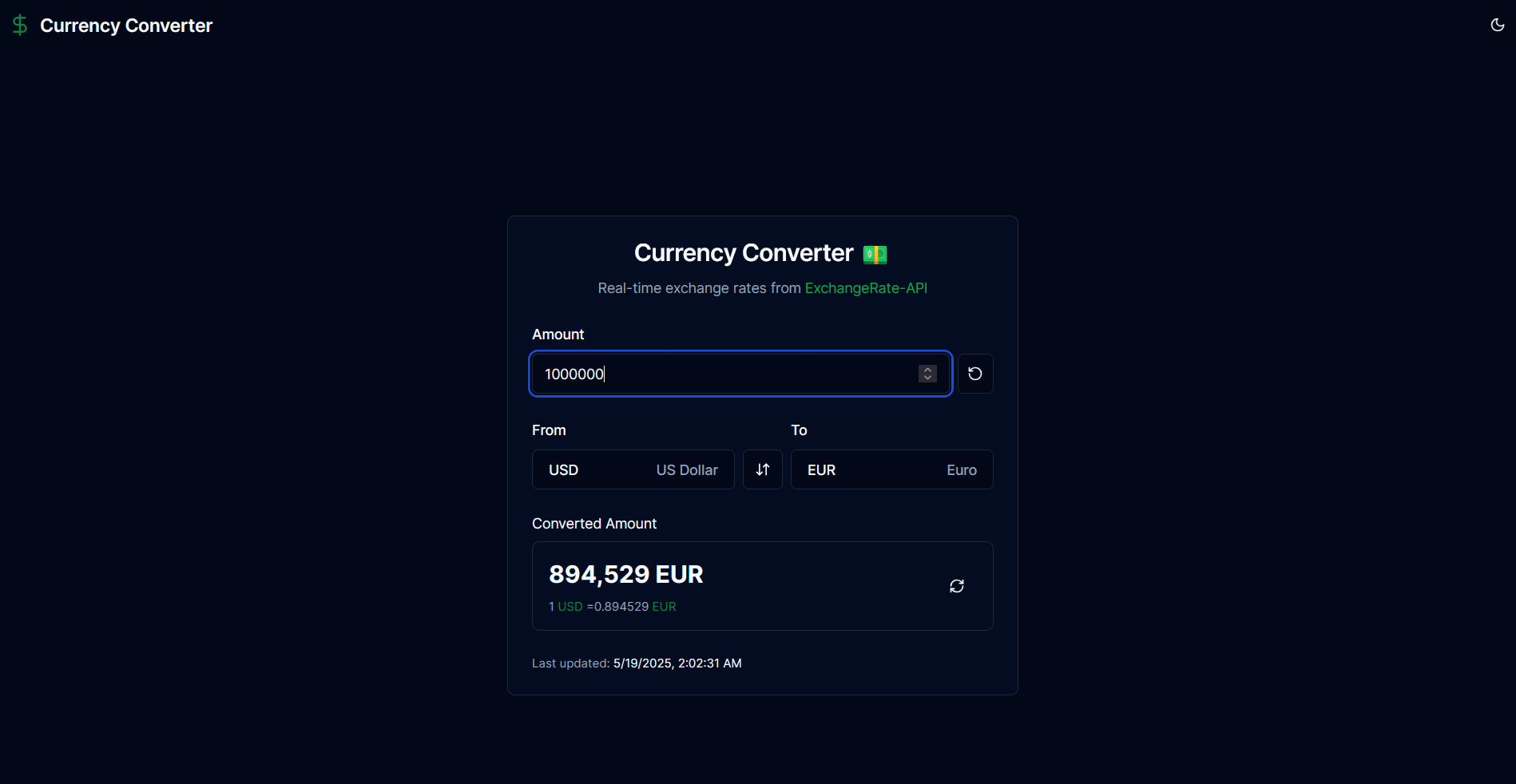 💵 Currency converter app made with Next.js, TypeScript, shadcn/ui, Tailwind CSS, ExchangeRate-API and with PWA support