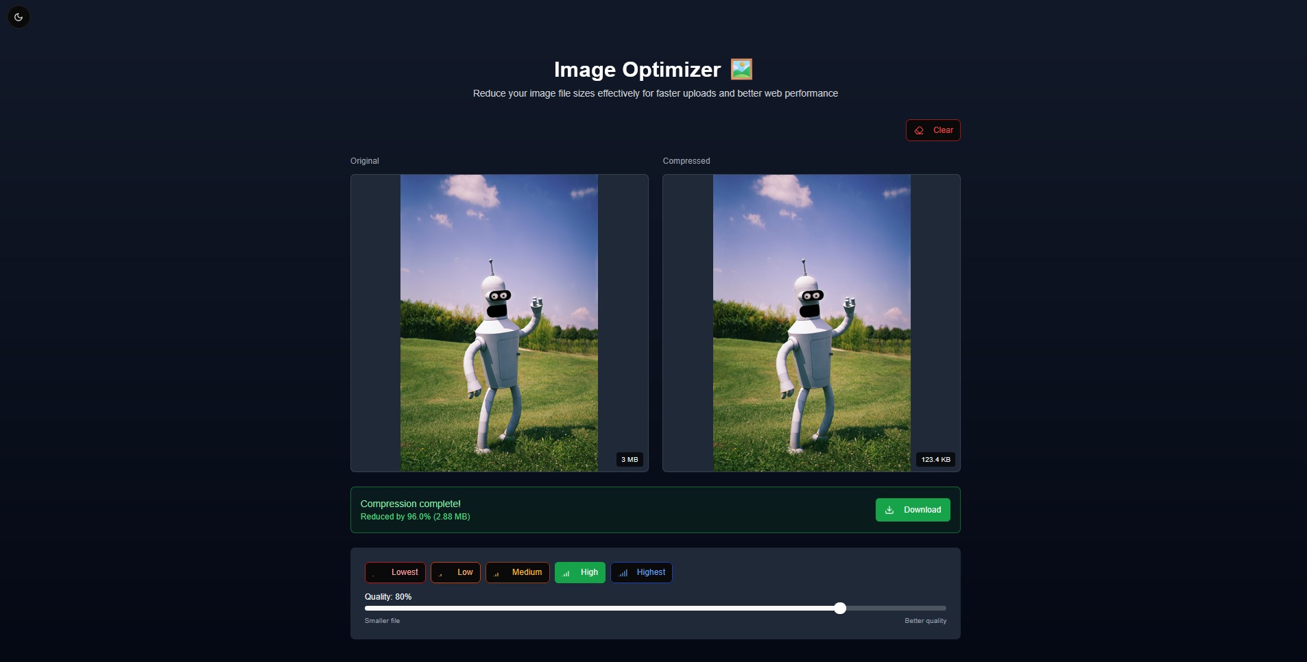 🖼️ Image Compression Optimizer developed with Next.js, TypeScript, shadcn/ui, Tailwind CSS and with PWA support